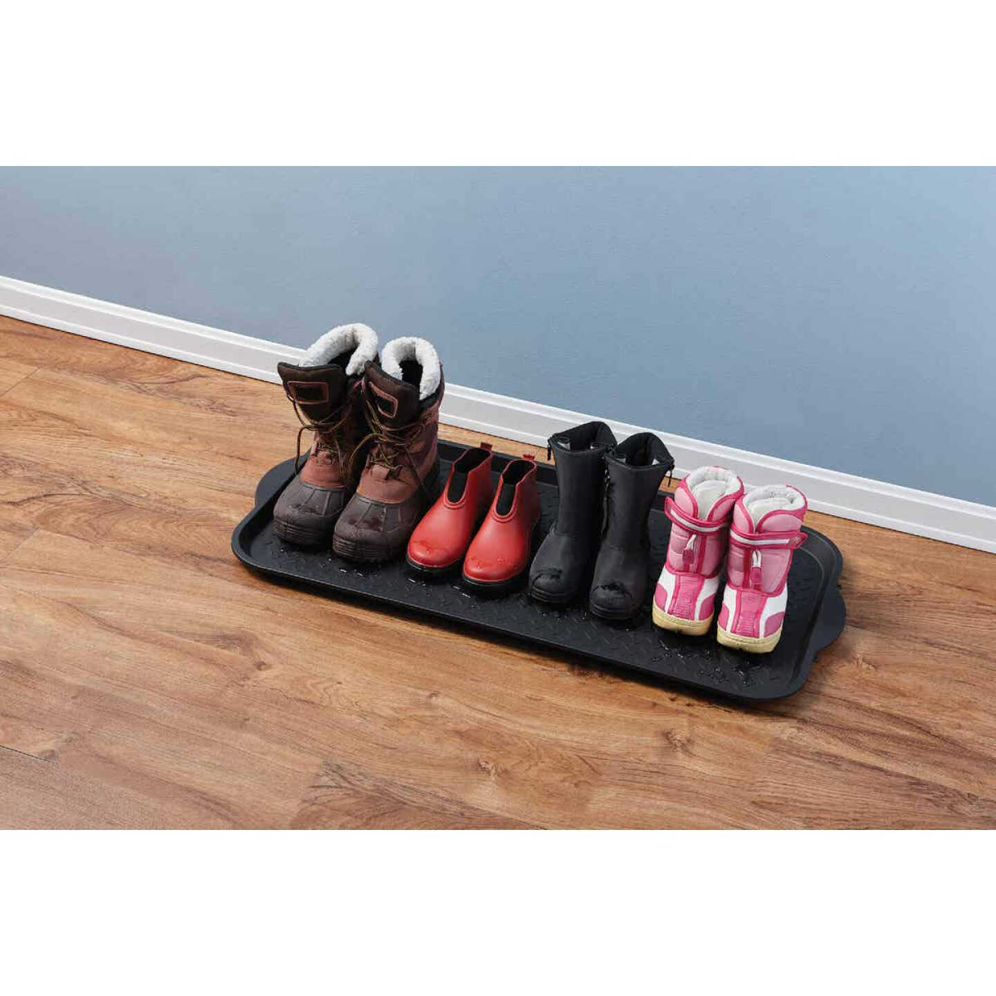 XL 18.9 In. x 39.3 In. Black Recycled Plastic Boot Tray - Kwik-Set